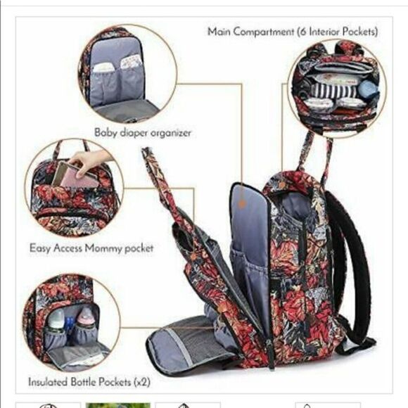 Ruvalino Floral Diaper Bag Backpack - Picture 4 of 11